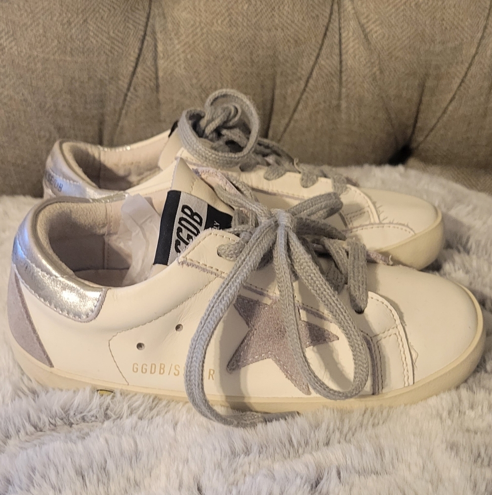 Golden Goose Children's White and Silver Sneakers